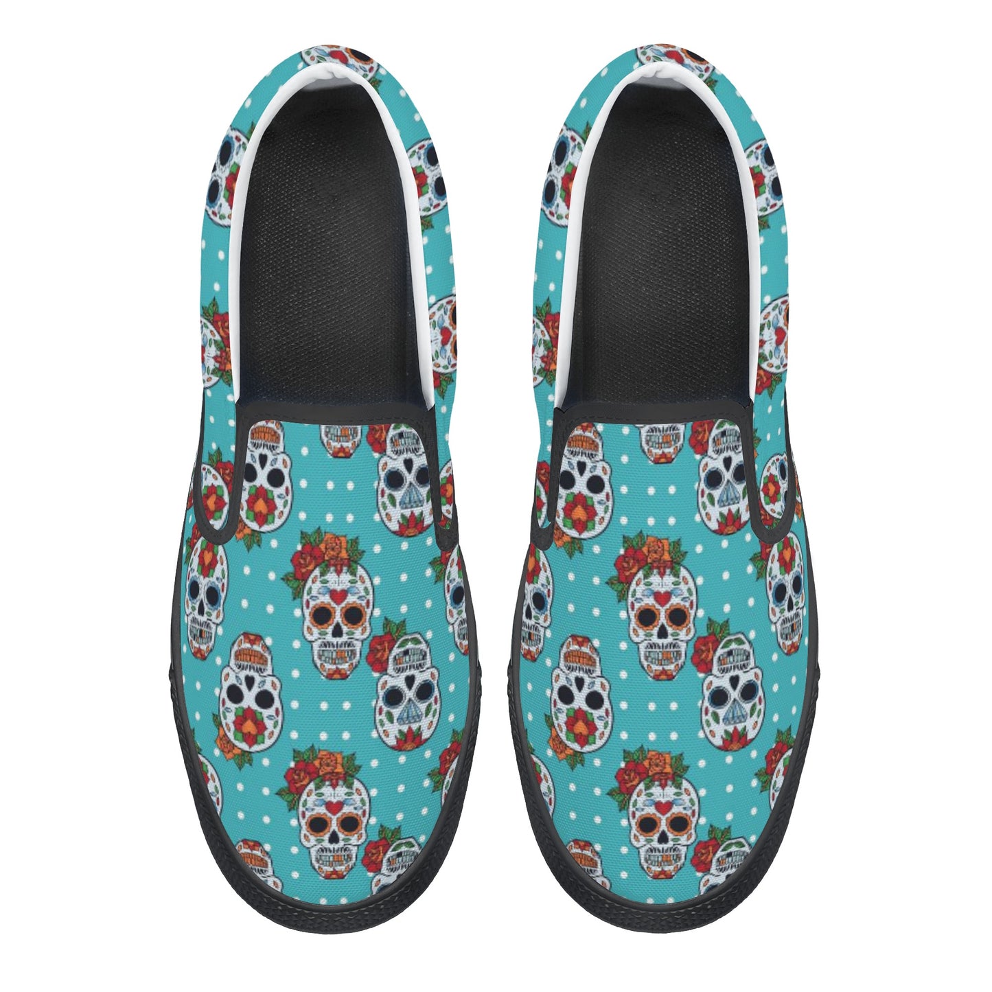 Floral sugar skull Day of the dead Women's Slip On Shoes