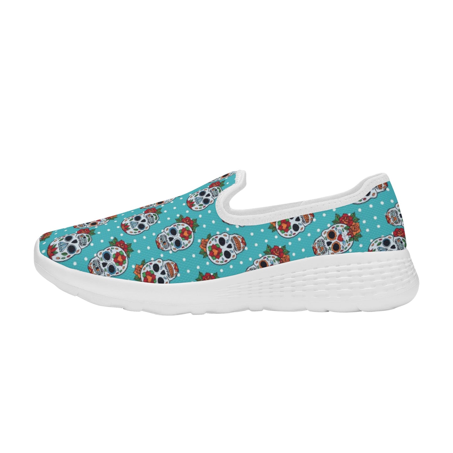 Floral sugar skull Day of the dead Women's New Casual Slip on Shoes