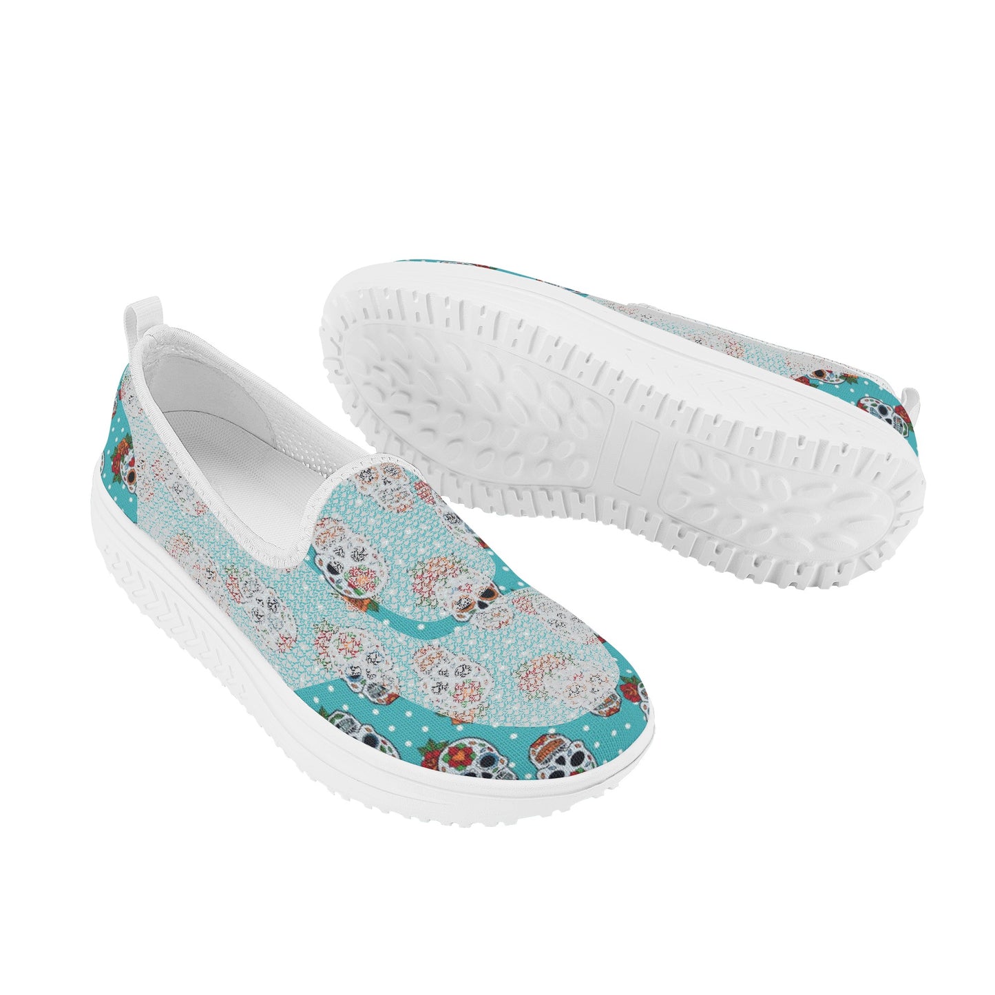 Floral sugar skull Day of the dead Women's Platform Walking Shoes