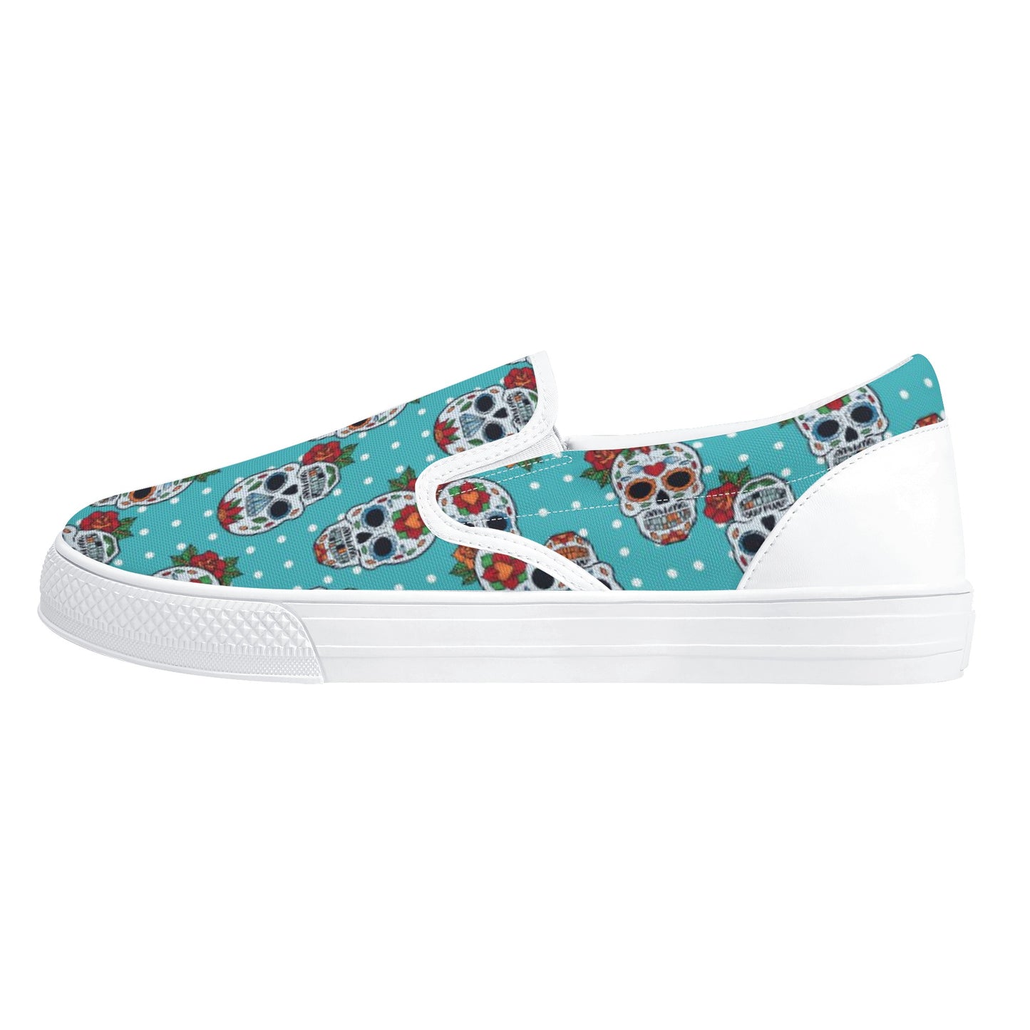 Floral sugar skull Day of the dead Women's Slip On Shoes