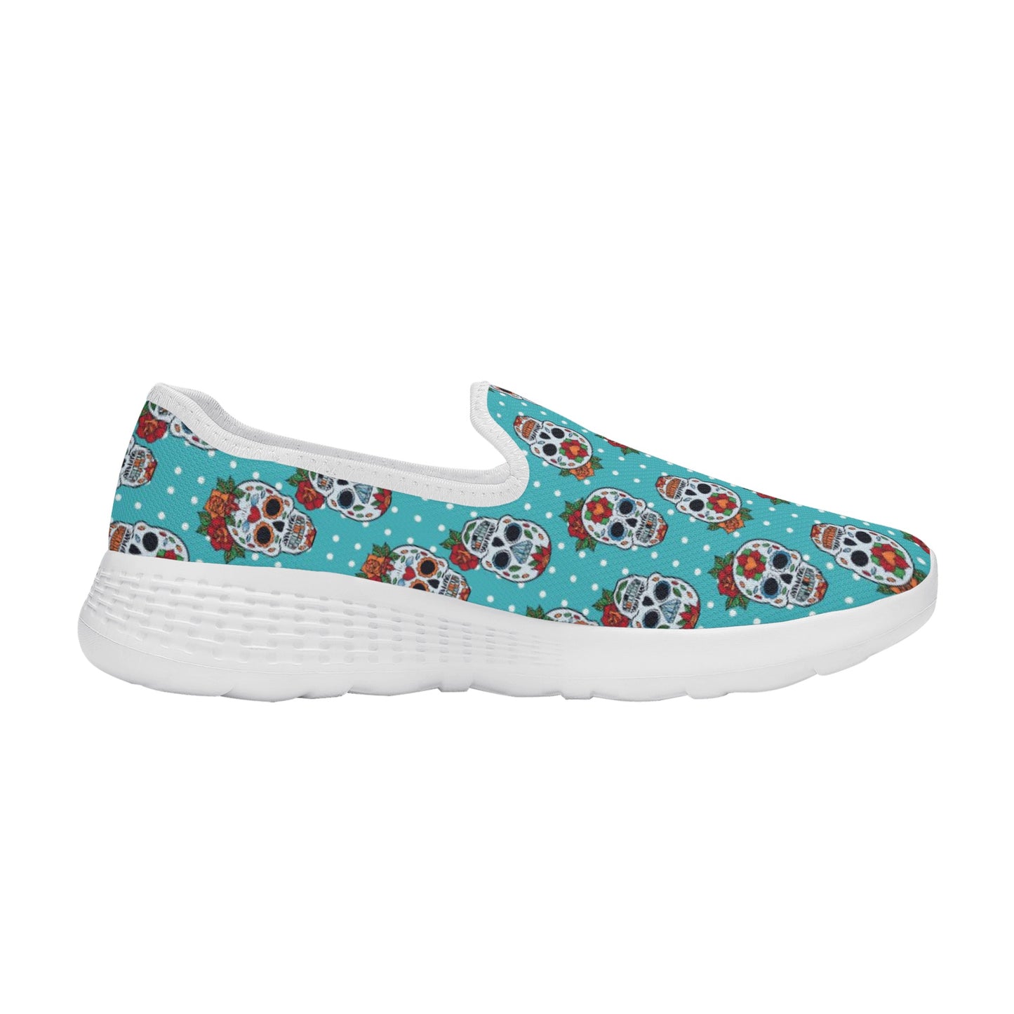 Floral sugar skull Day of the dead Women's New Casual Slip on Shoes