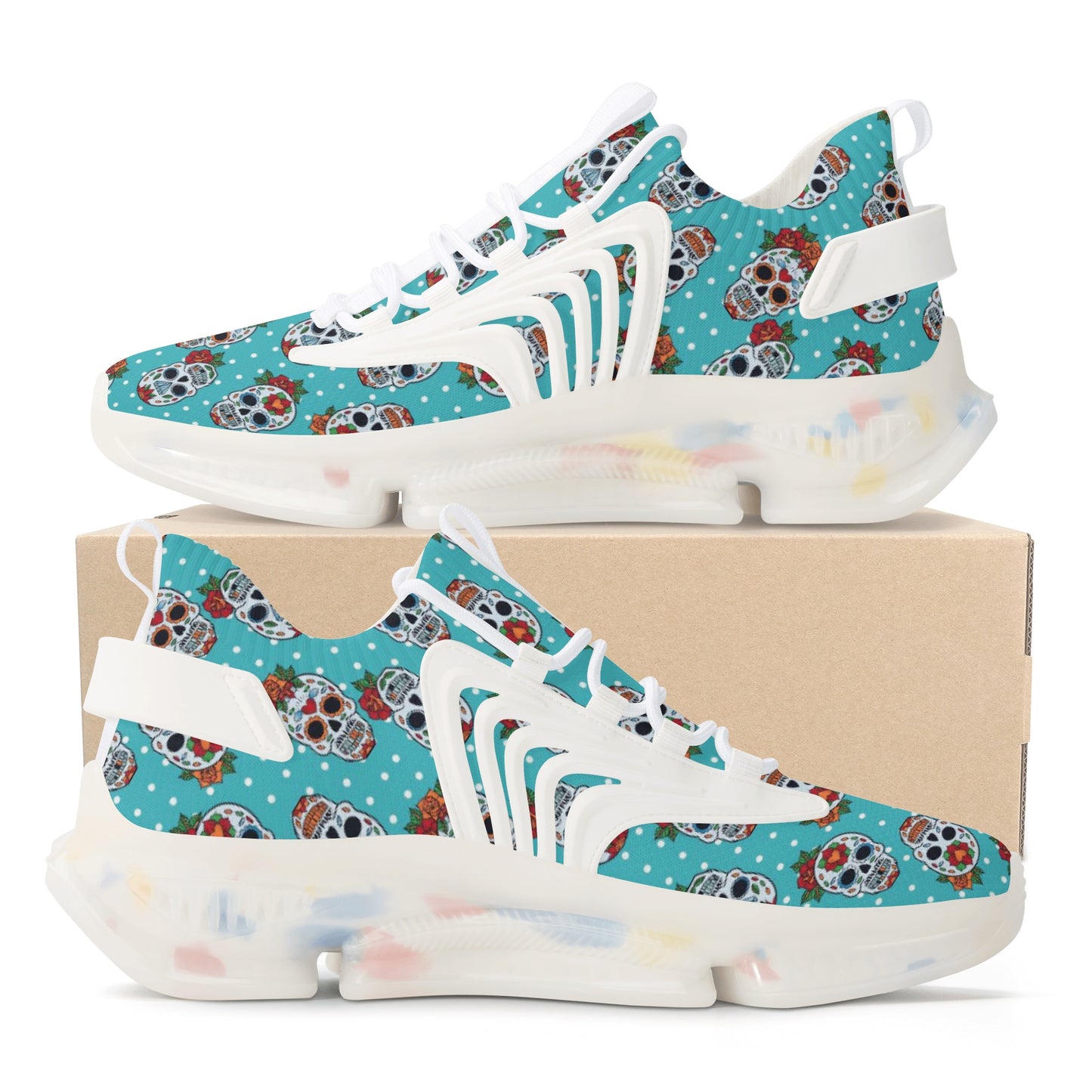 Floral sugar skull Day of the dead Women's Air Heel React Running Shoes