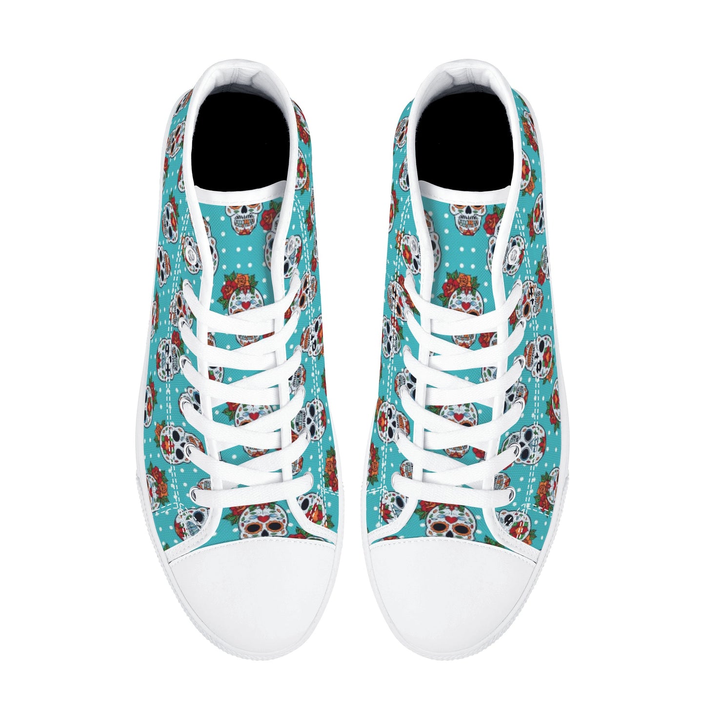 Floral sugar skull Day of the dead Women's High Top Canvas Shoes With Customized Tongue