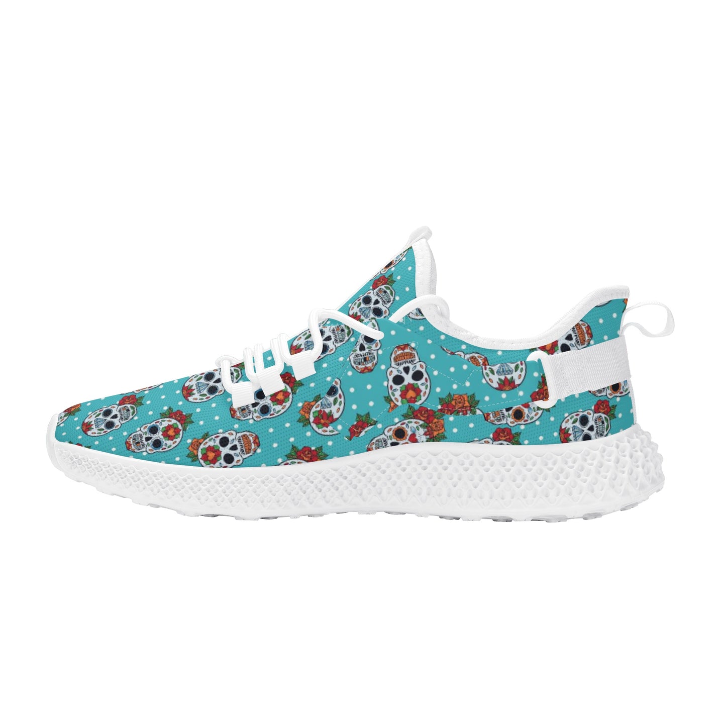 Floral sugar skull Day of the dead Women's New Arrival Mesh Knit Shoes