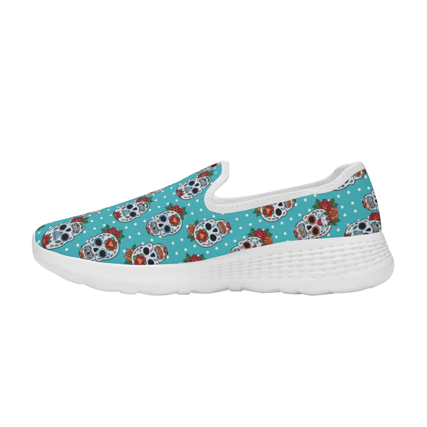 Floral sugar skull Day of the dead Women's New Casual Slip on Shoes