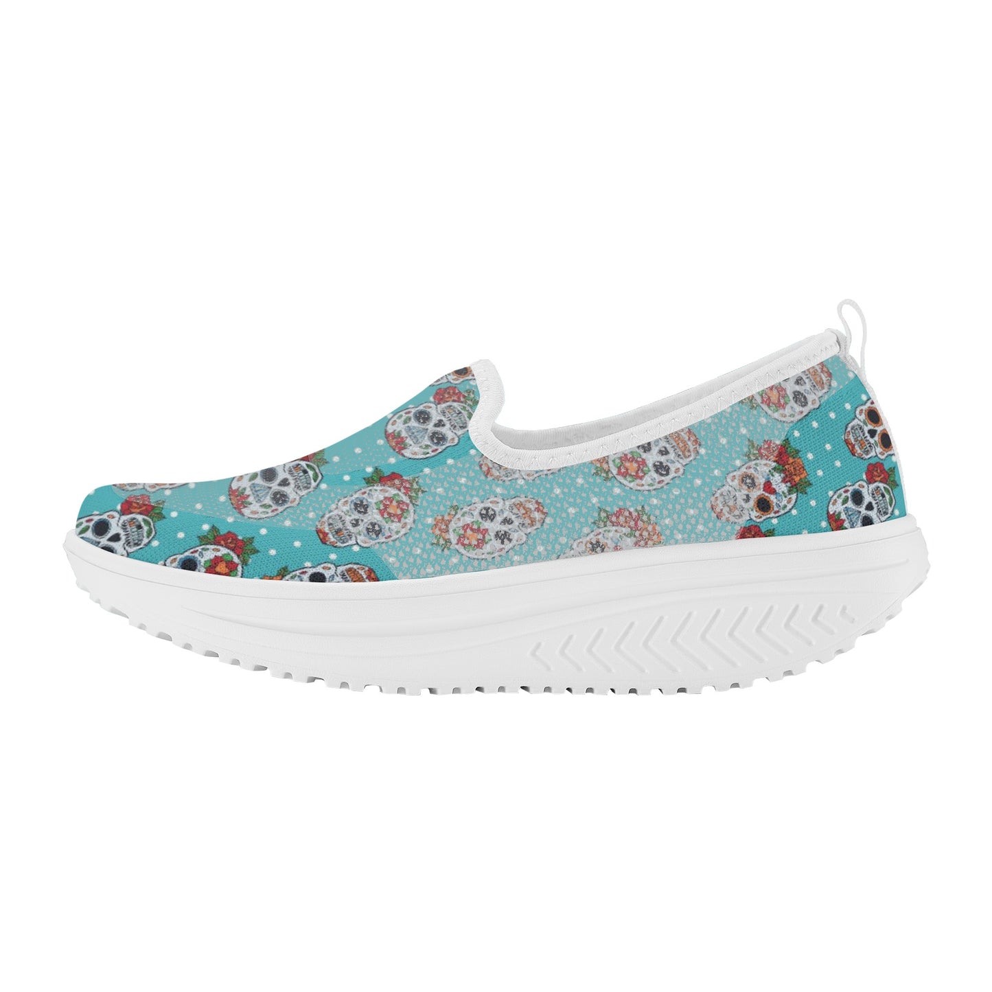 Floral sugar skull Day of the dead Women's Platform Walking Shoes