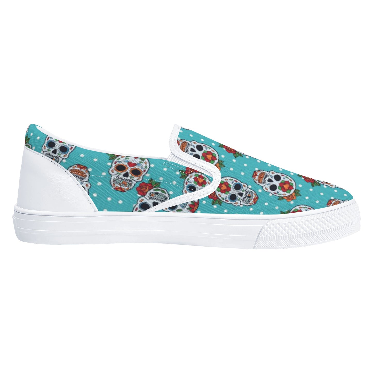 Floral sugar skull Day of the dead Women's Slip On Shoes