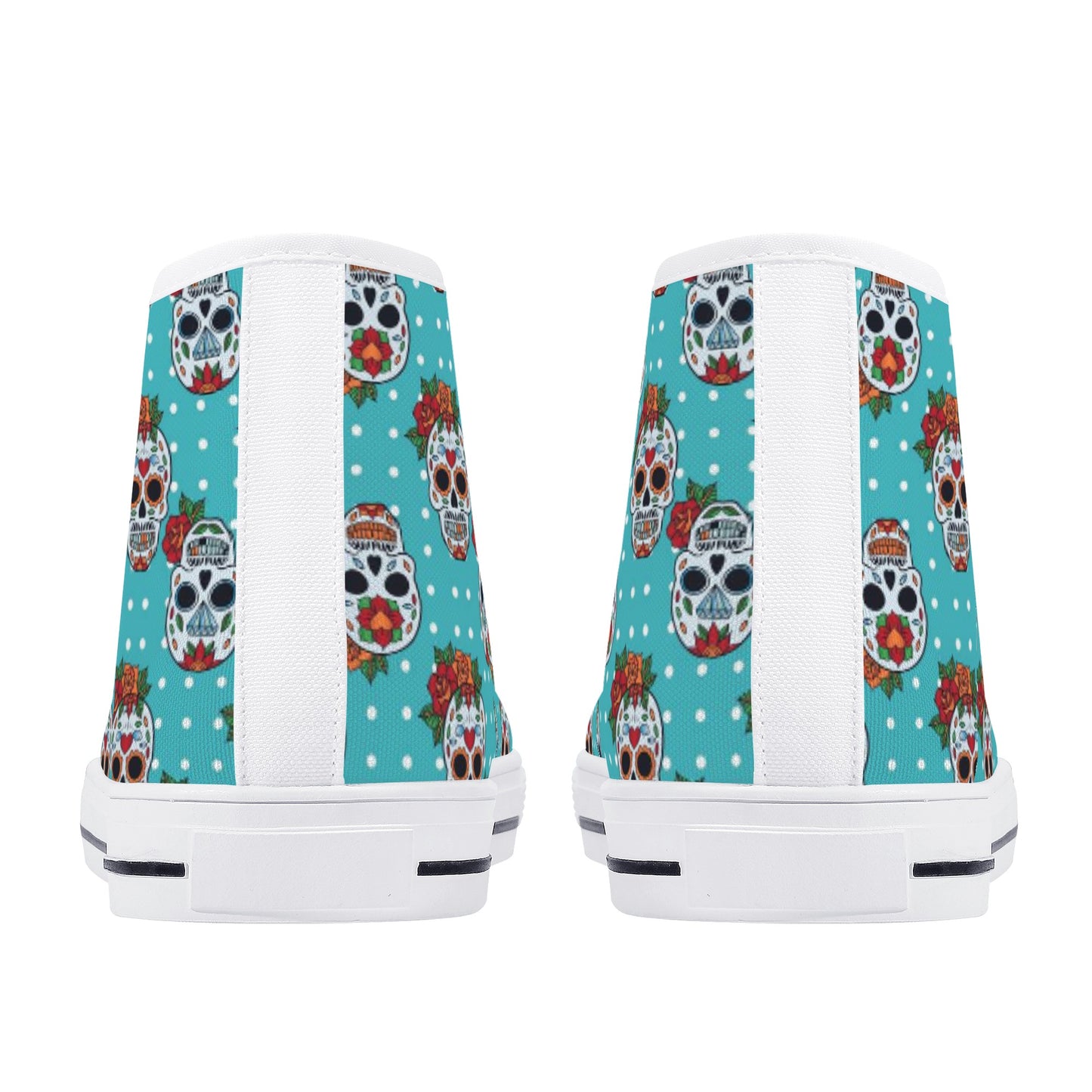 Floral sugar skull Day of the dead Women's High Top Canvas Shoes With Customized Tongue