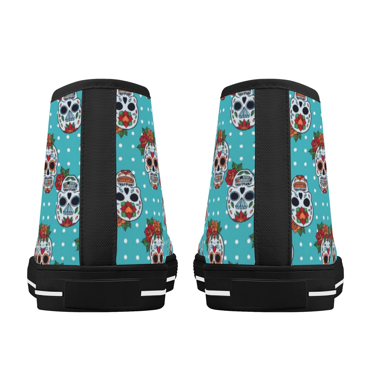 Floral sugar skull Day of the dead Women's High Top Canvas Shoes With Customized Tongue