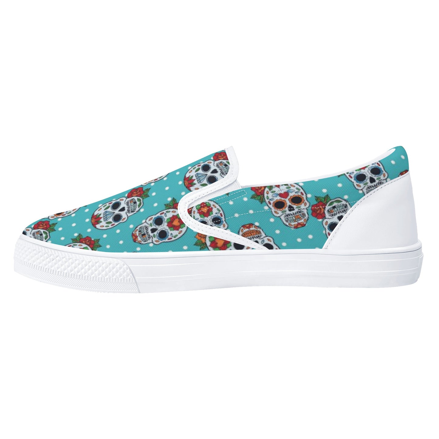 Floral sugar skull Day of the dead Women's Slip On Shoes