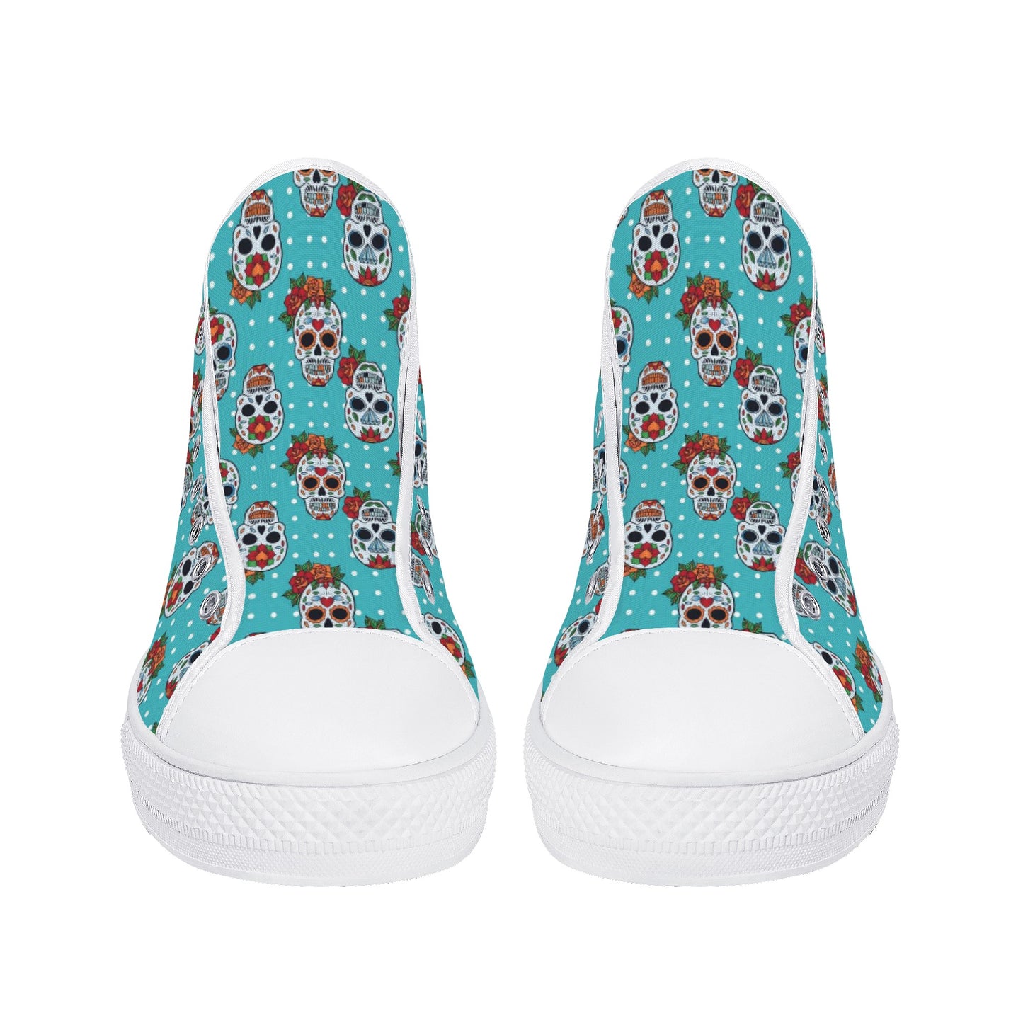 Floral sugar skull Day of the dead Women's High Top Canvas Shoes With Customized Tongue