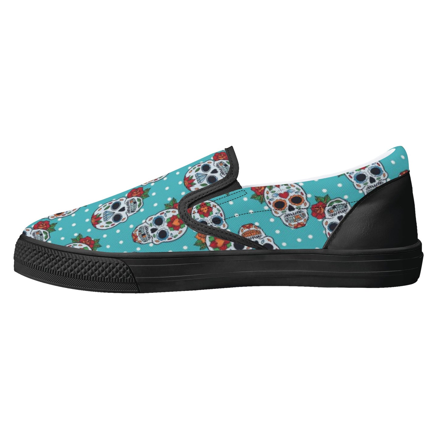 Floral sugar skull Day of the dead Women's Slip On Shoes