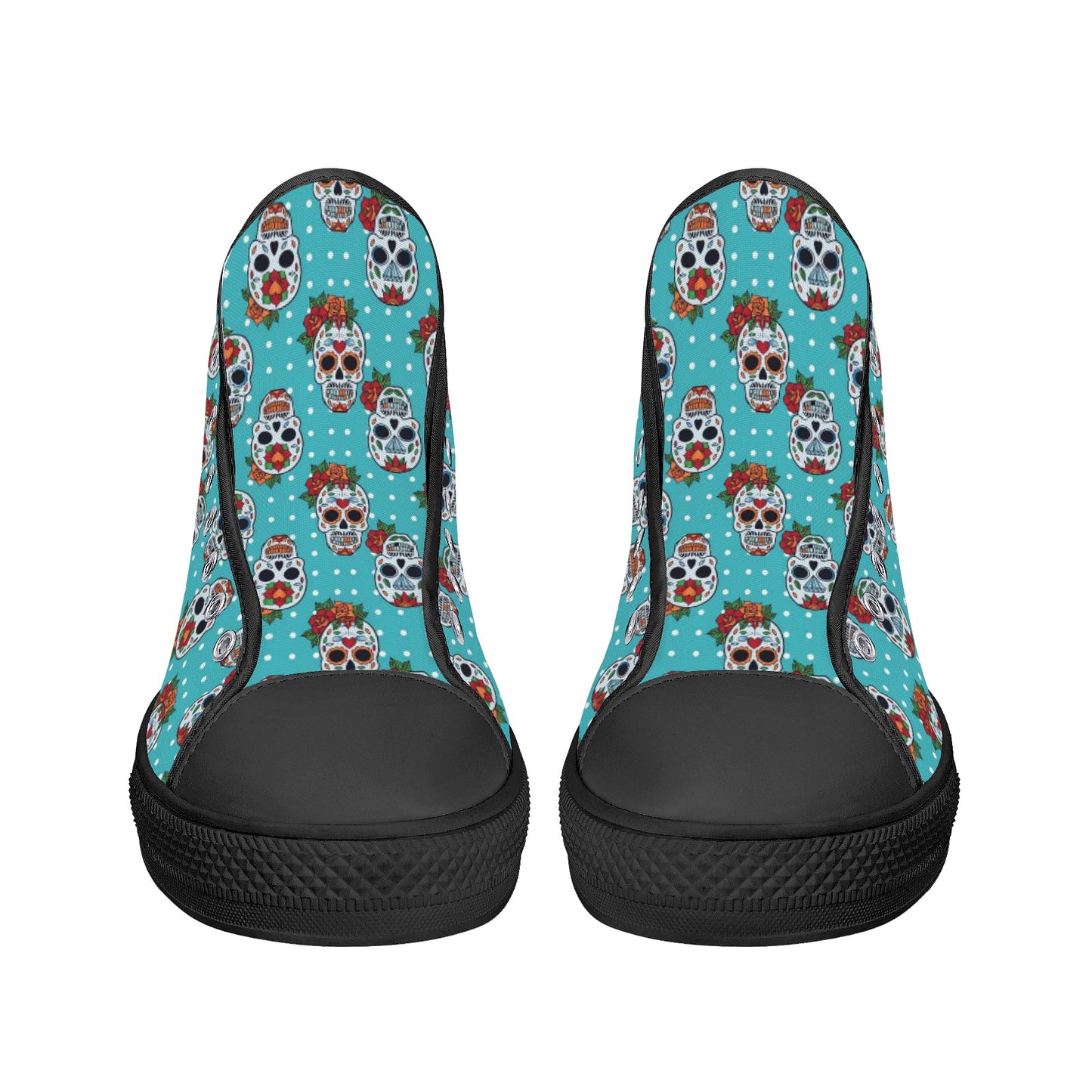 Floral sugar skull Day of the dead Women's High Top Canvas Shoes With Customized Tongue