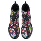 Dia de los muertos sugar skull pattern Women's Leather Chunky Boots