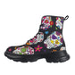 Dia de los muertos sugar skull pattern Men's Leather Chunky Boots