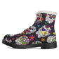 Dia de los muertos sugar skull pattern Men's Faux Fur Leather Boots