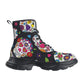 Dia de los muertos sugar skull pattern Women's Leather Chunky Boots