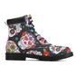 Dia de los muertos sugar skull pattern Men's All Season Leather Boots