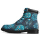 Rose skull floral sugar skull Women's All Season Leather Boots