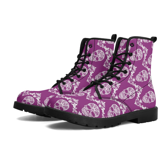 Day of the dead candy skull calaveras Women's Leather Boots
