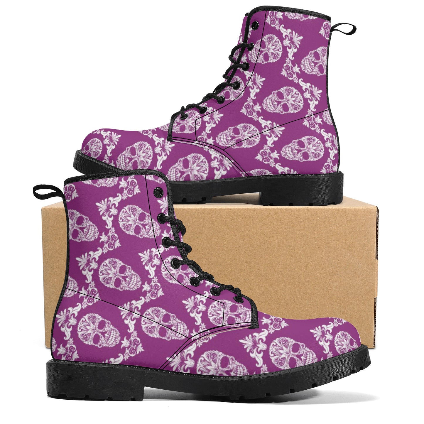 Day of the dead candy skull calaveras Men's Leather Boots