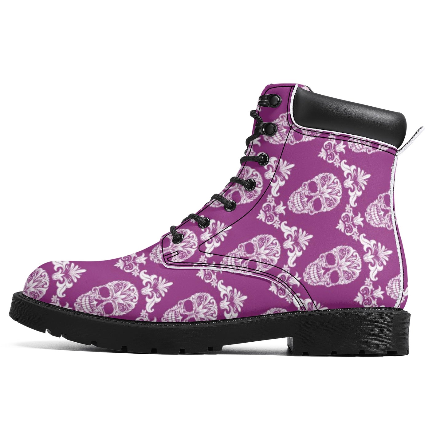 Day of the dead candy skull calaveras Men's All Season Leather Boots