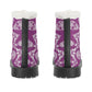 Day of the dead candy skull calaveras Men's Faux Fur Leather Boots