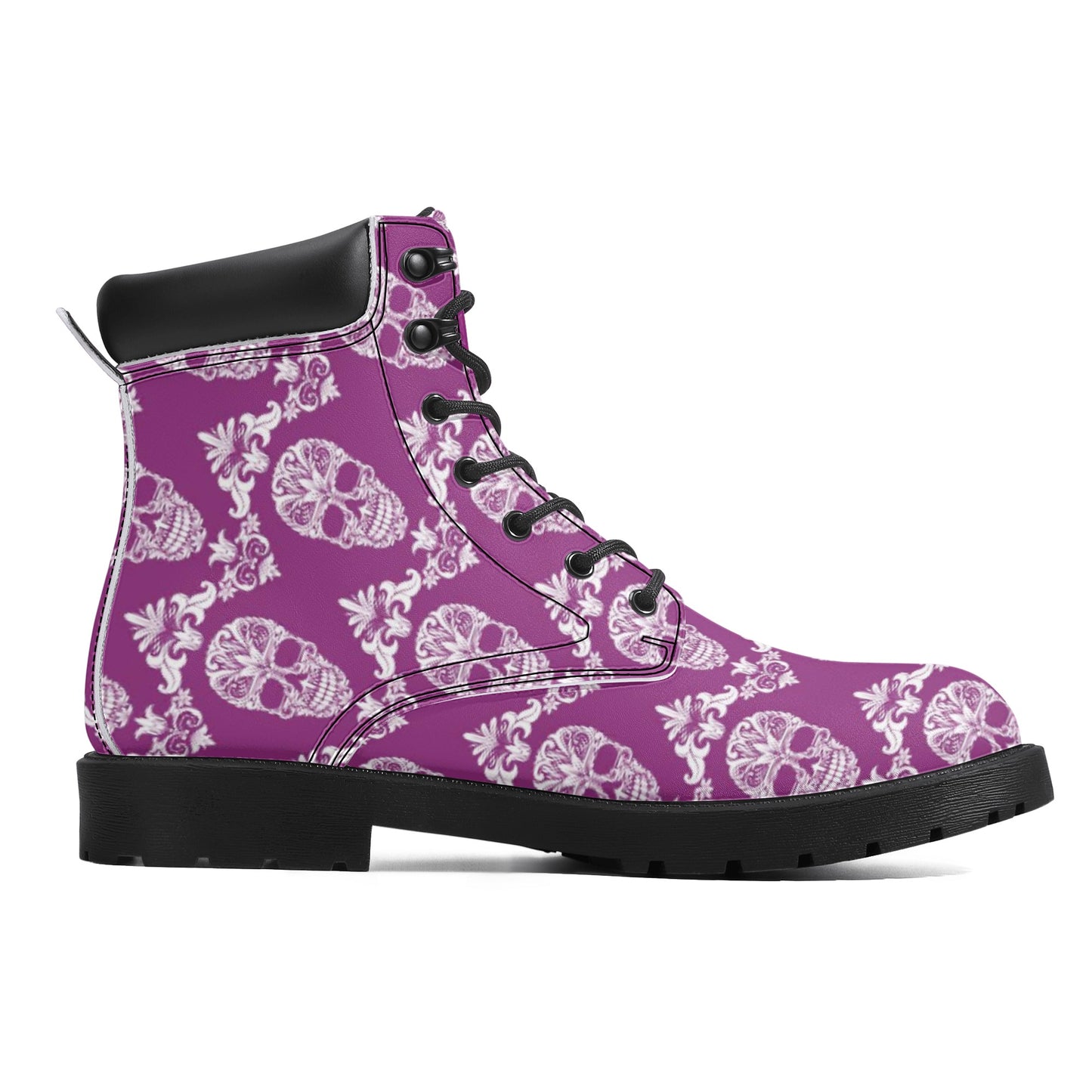 Day of the dead candy skull calaveras Women's All Season Leather Boots