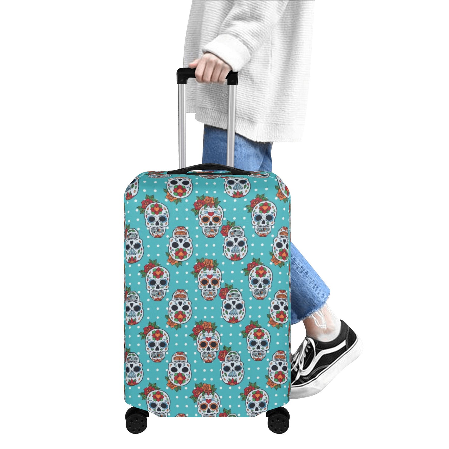 Floral skull pattern Polyester Luggage Cover