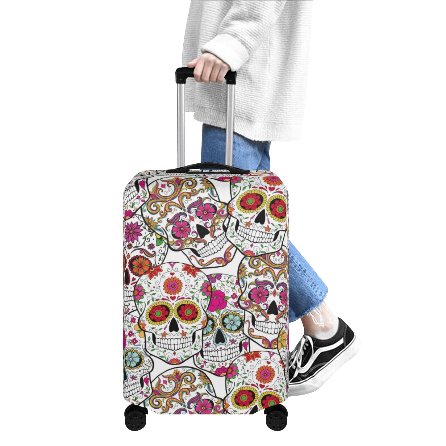 Sugar skull skeleton day of the dead Polyester Luggage Cover