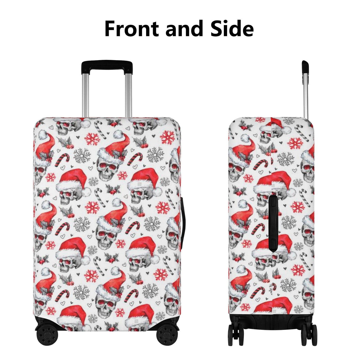 Santa claus skull Sugar skull halloween candy skullPolyester Luggage Cover