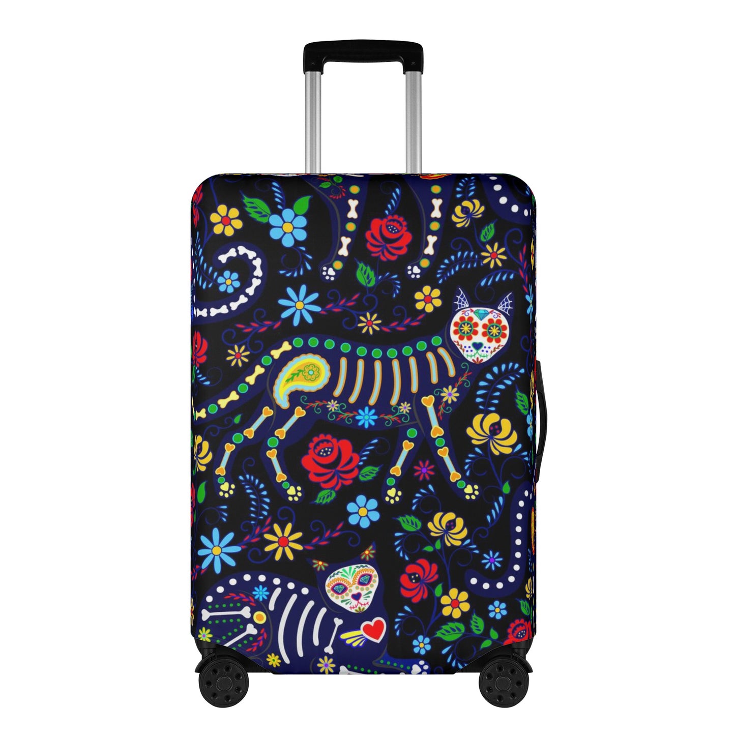 Rose skull floral sugar skull Polyester Luggage Cover