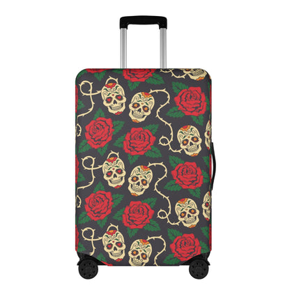 Floral sugar skull candy skull Polyester Luggage Cover