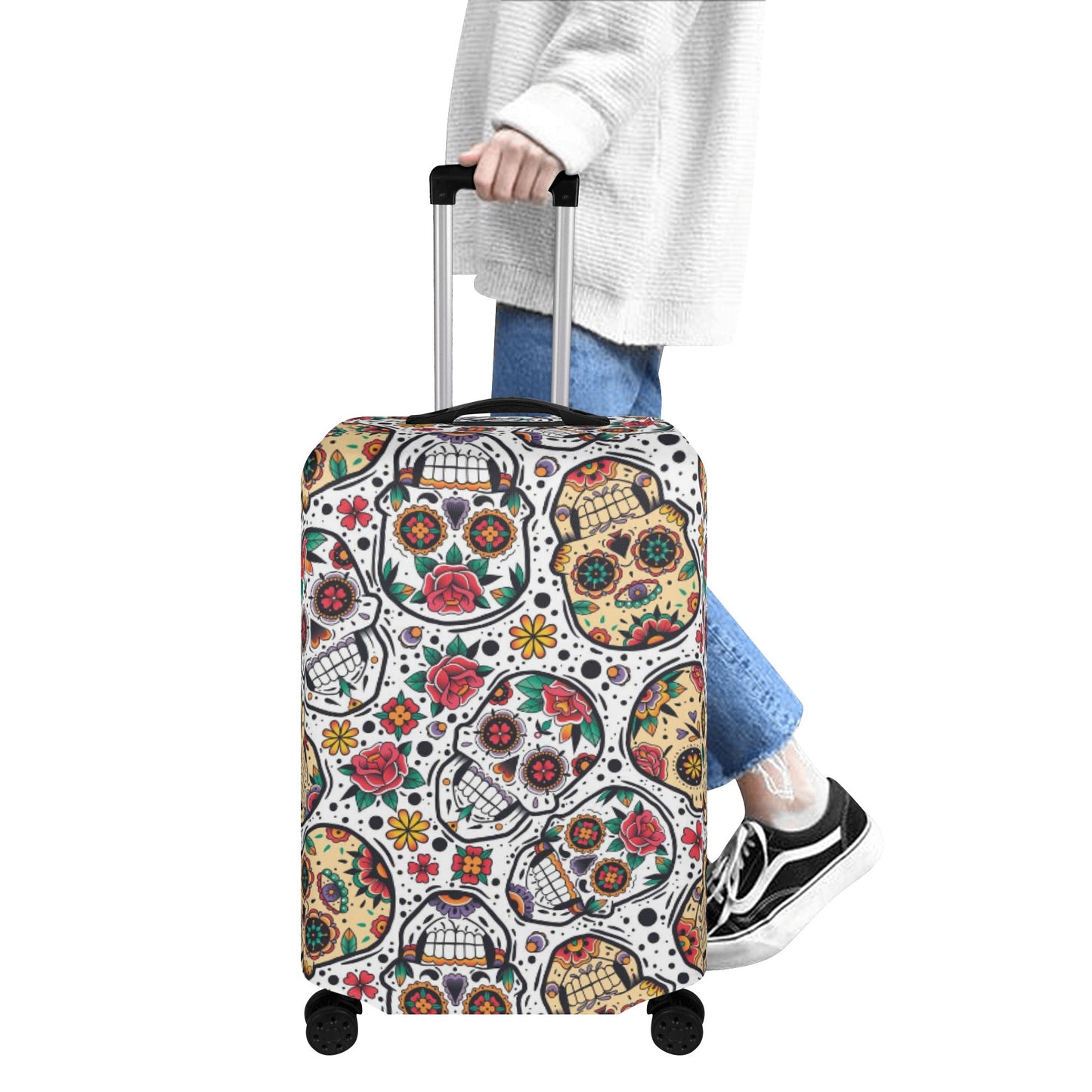 Flaming skull halloween Day of the dead gothic skull Polyester Luggage Cover