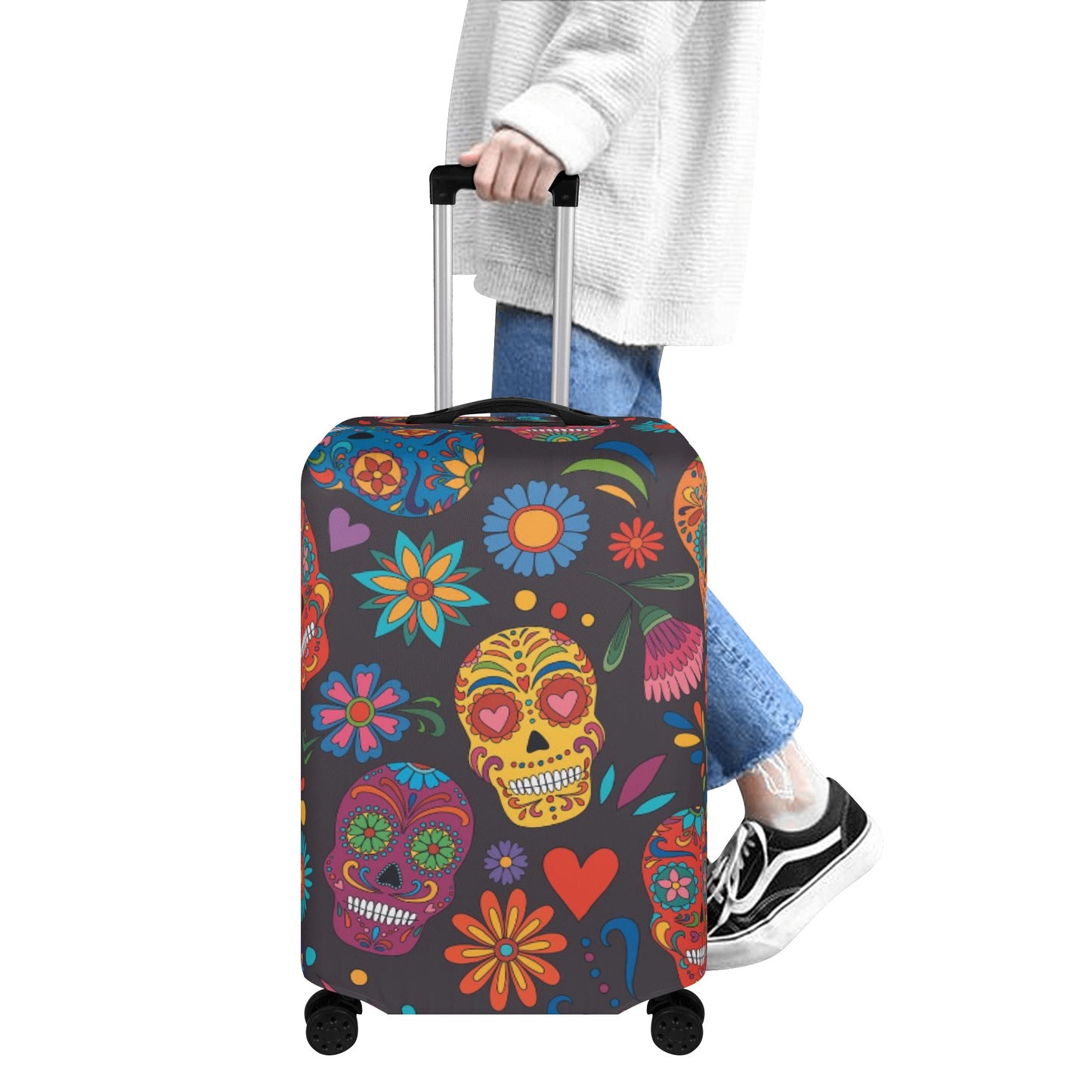 Sugar skull skeleton Halloween Polyester Luggage Cover