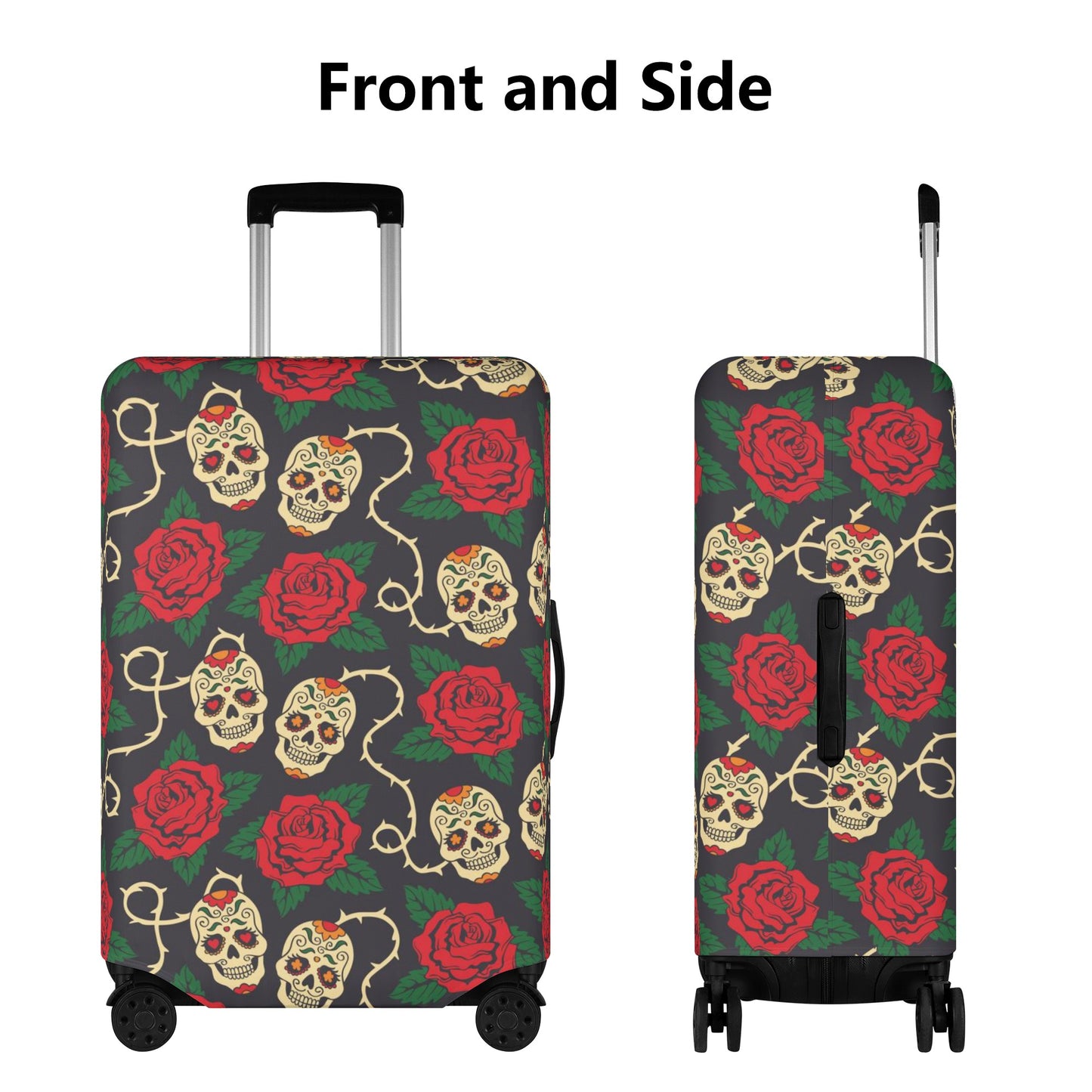 Floral sugar skull candy skull Polyester Luggage Cover