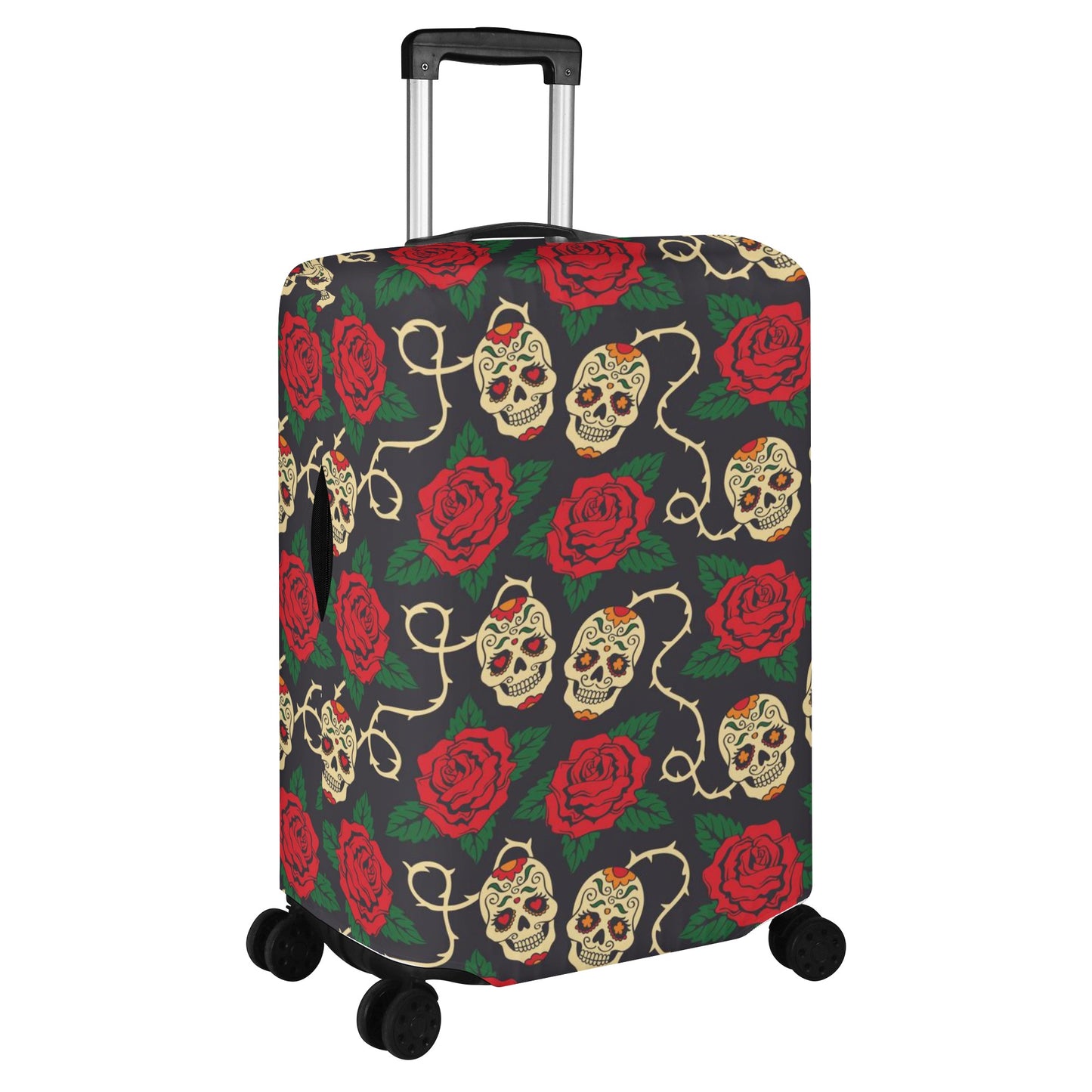 Floral sugar skull candy skull Polyester Luggage Cover