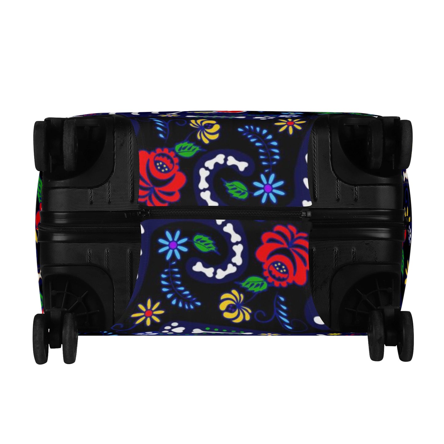 Rose skull floral sugar skull Polyester Luggage Cover