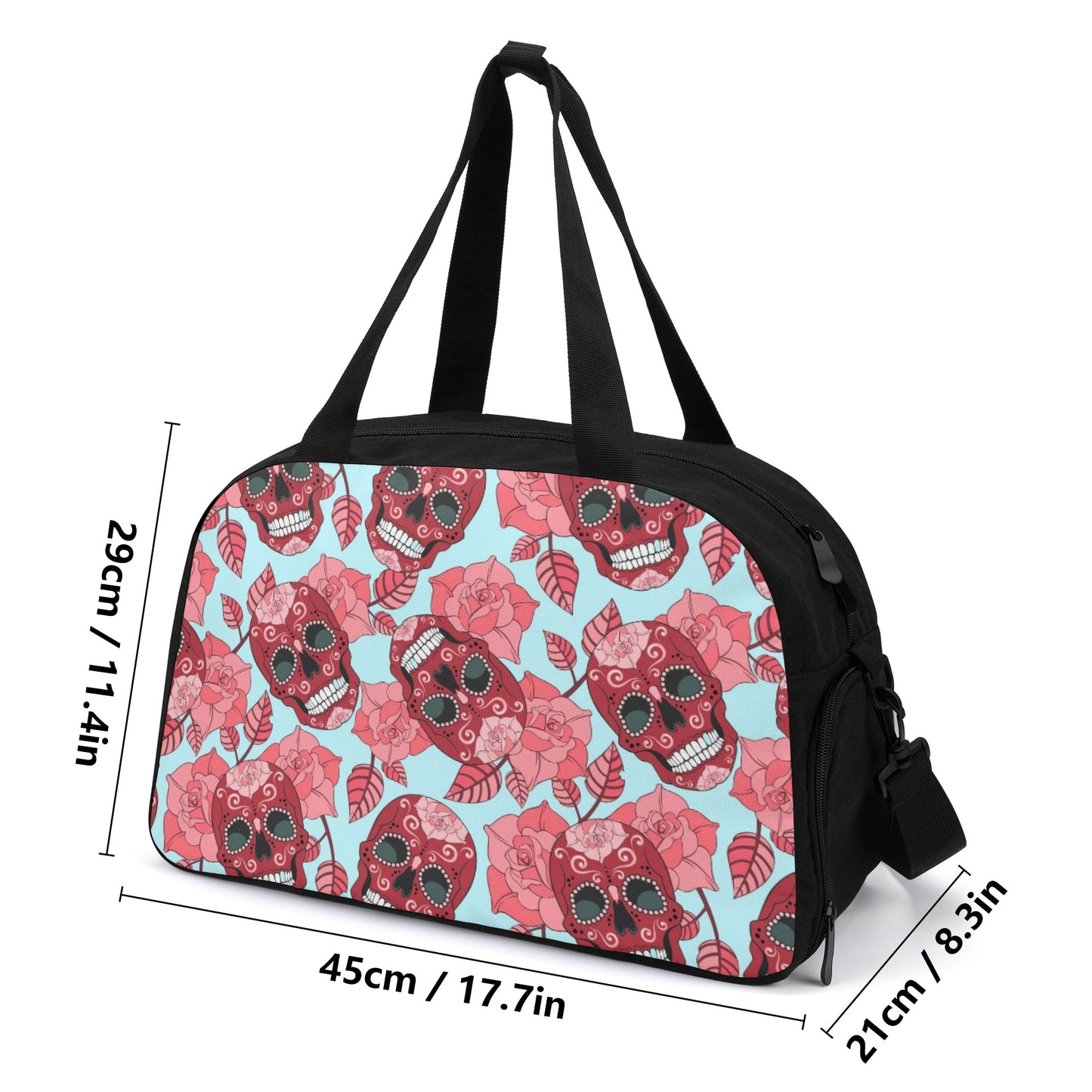 Rose floral sugar skull travel bag Travel Luggage Bag