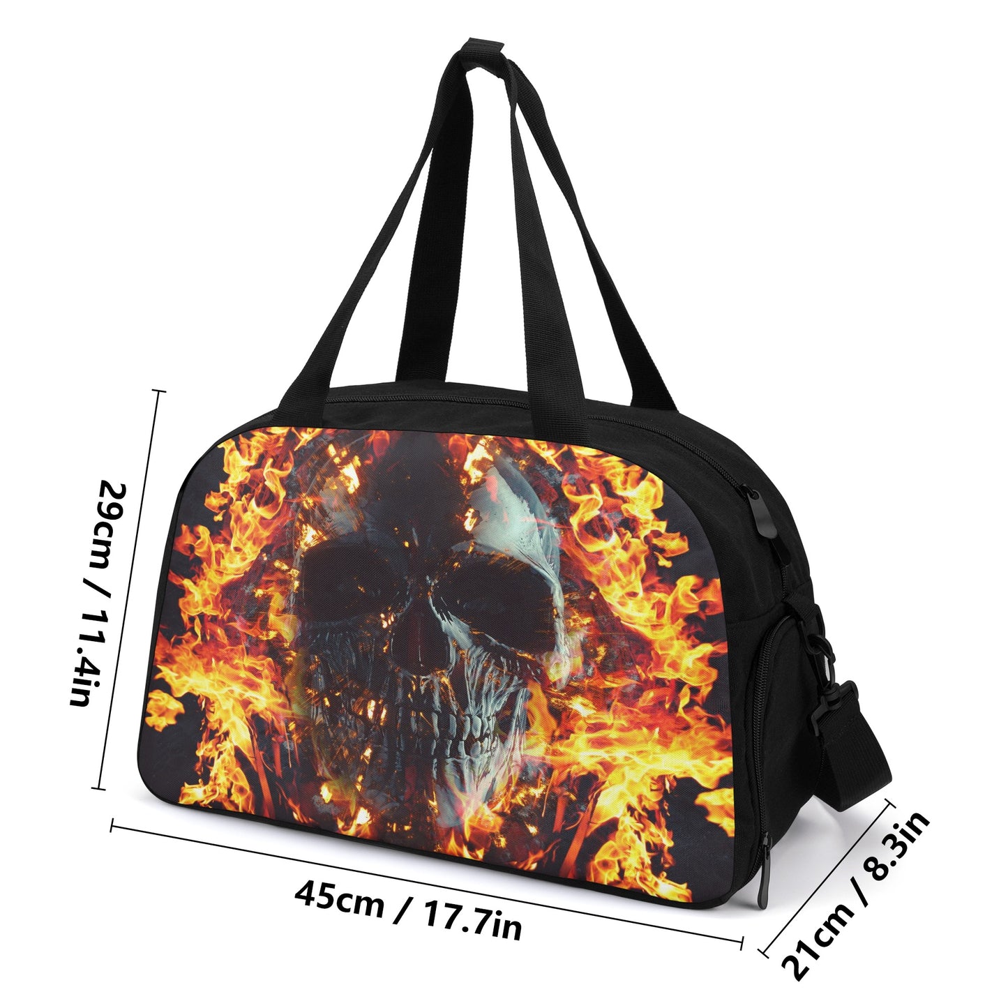 Flaming skull gothic Halloween travel bag Travel Luggage Bag