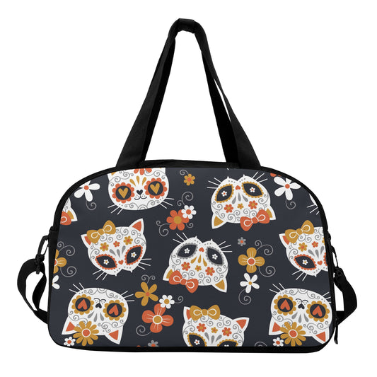 Sugar skull cat travel bag, skull Travel Luggage Bag