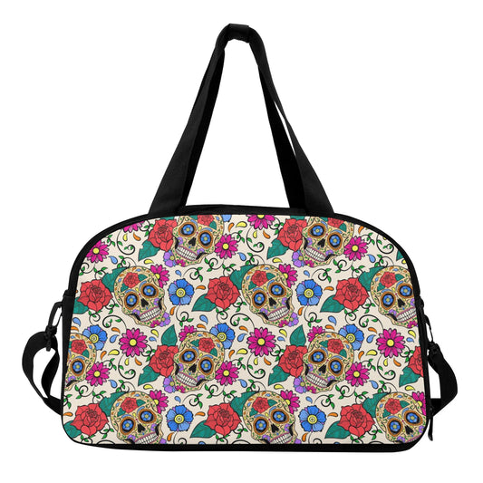 Floral sugar skull candy skull Travel Luggage Bag
