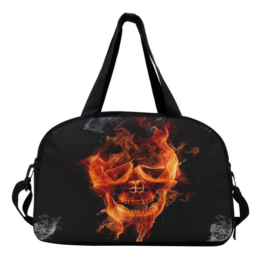 Flaming skull  fire Halloween Travel Luggage Bag
