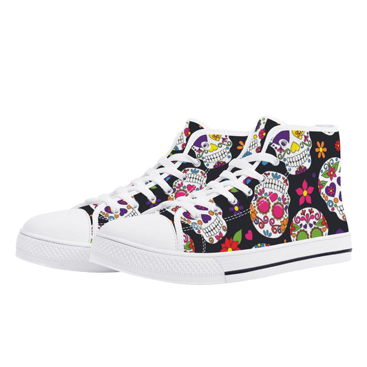 Sugar skull Mexican skull pattern Men's High Top Canvas Shoes With Customized Tongue