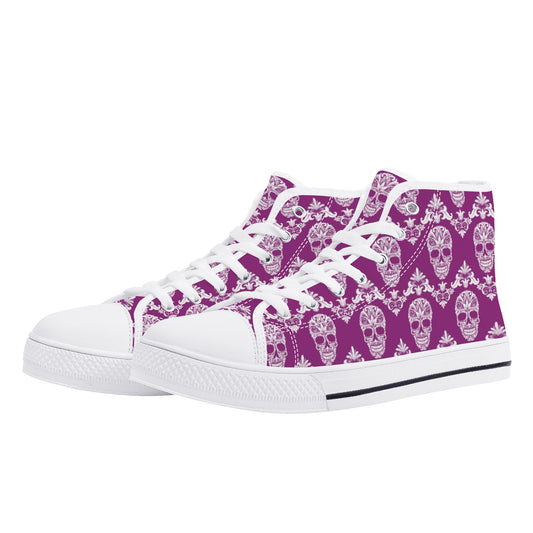 Sugar skull pattern day of the dead Men's High Top Canvas Shoes With Customized Tongue