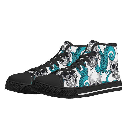 Grim reaper gothic skull Halloween pattern Men's High Top Canvas Shoes With Customized Tongue