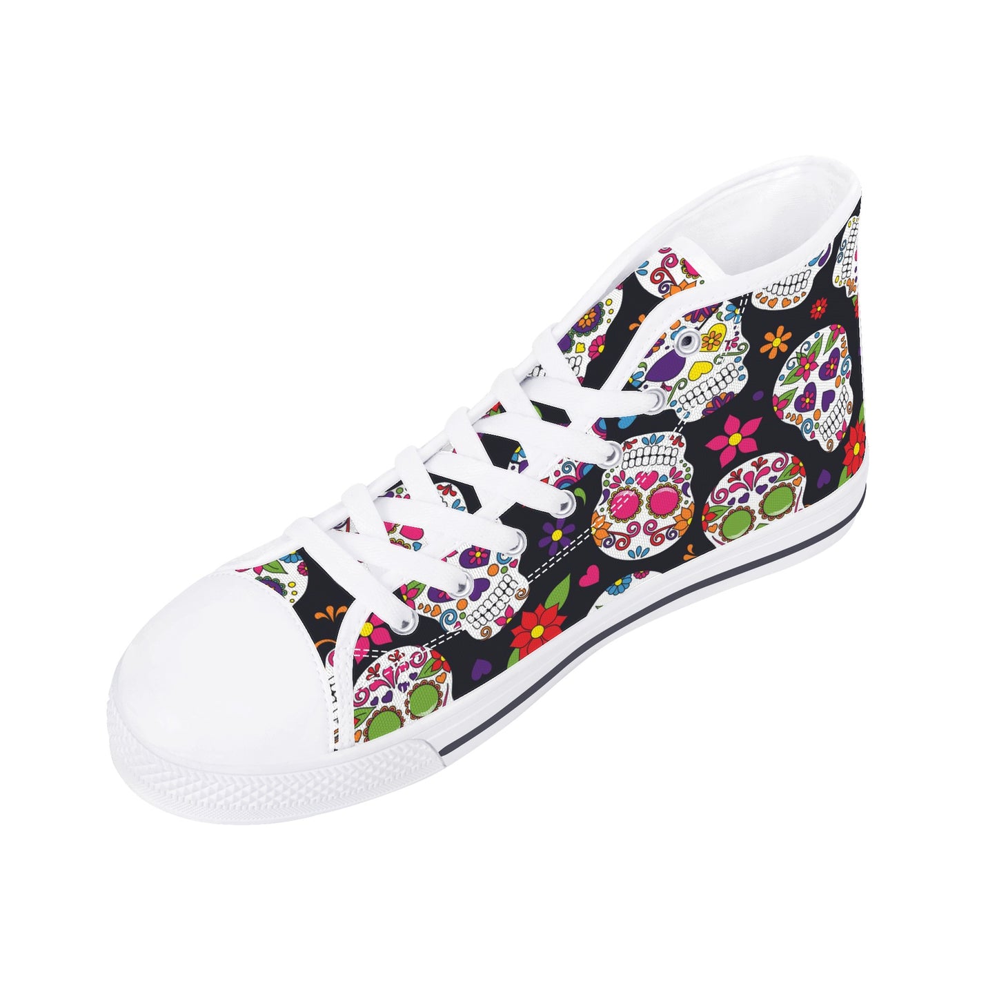 Dia de los muertos sugar skull Women's High Top Canvas Shoes With Customized Tongue