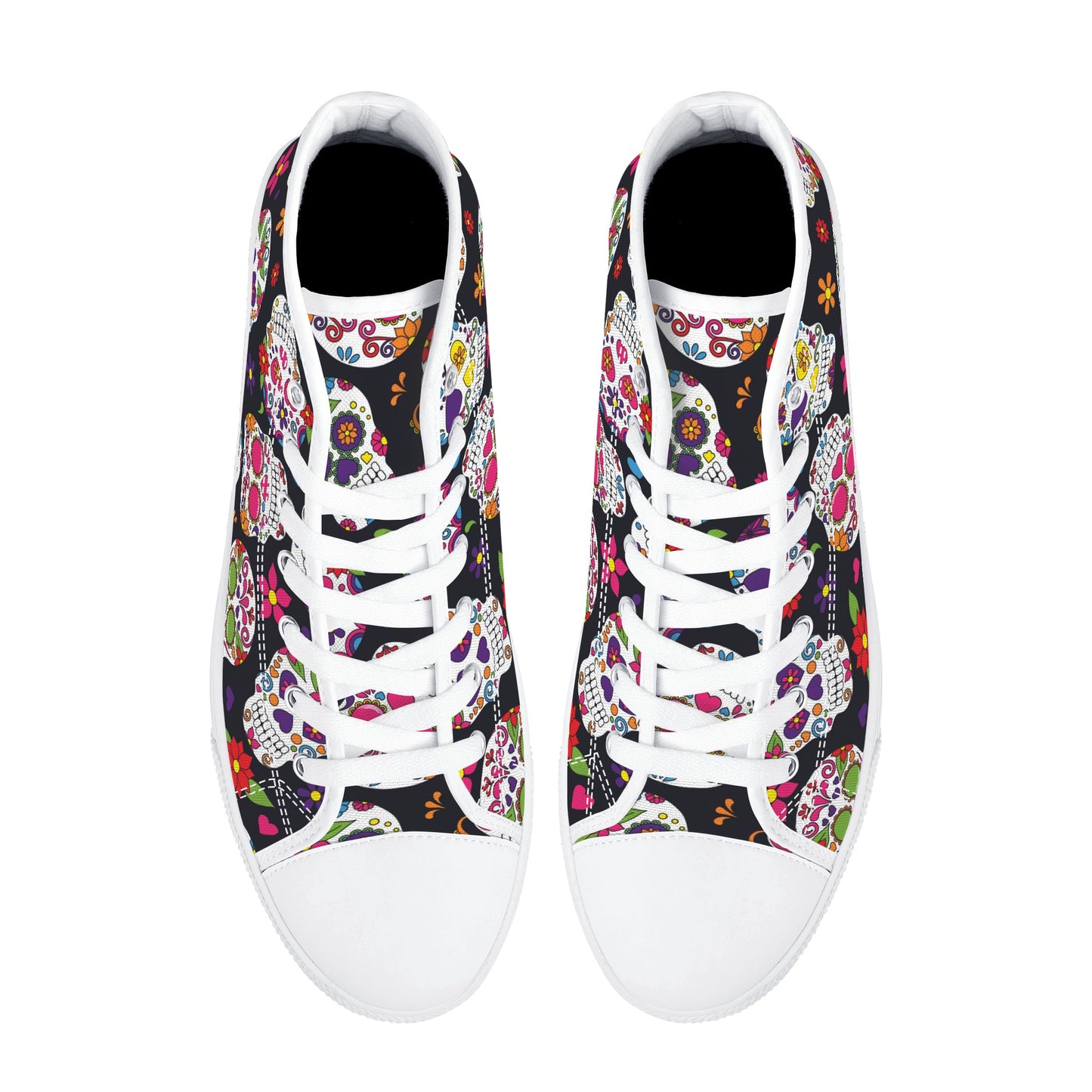 Dia de los muertos sugar skull Women's High Top Canvas Shoes With Customized Tongue