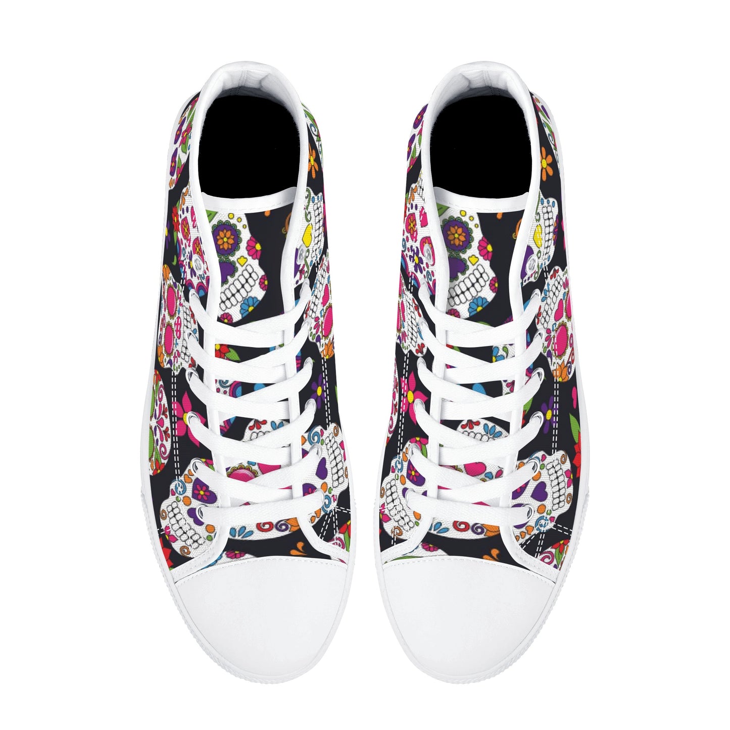 Sugar skull Mexican skull pattern Men's High Top Canvas Shoes With Customized Tongue