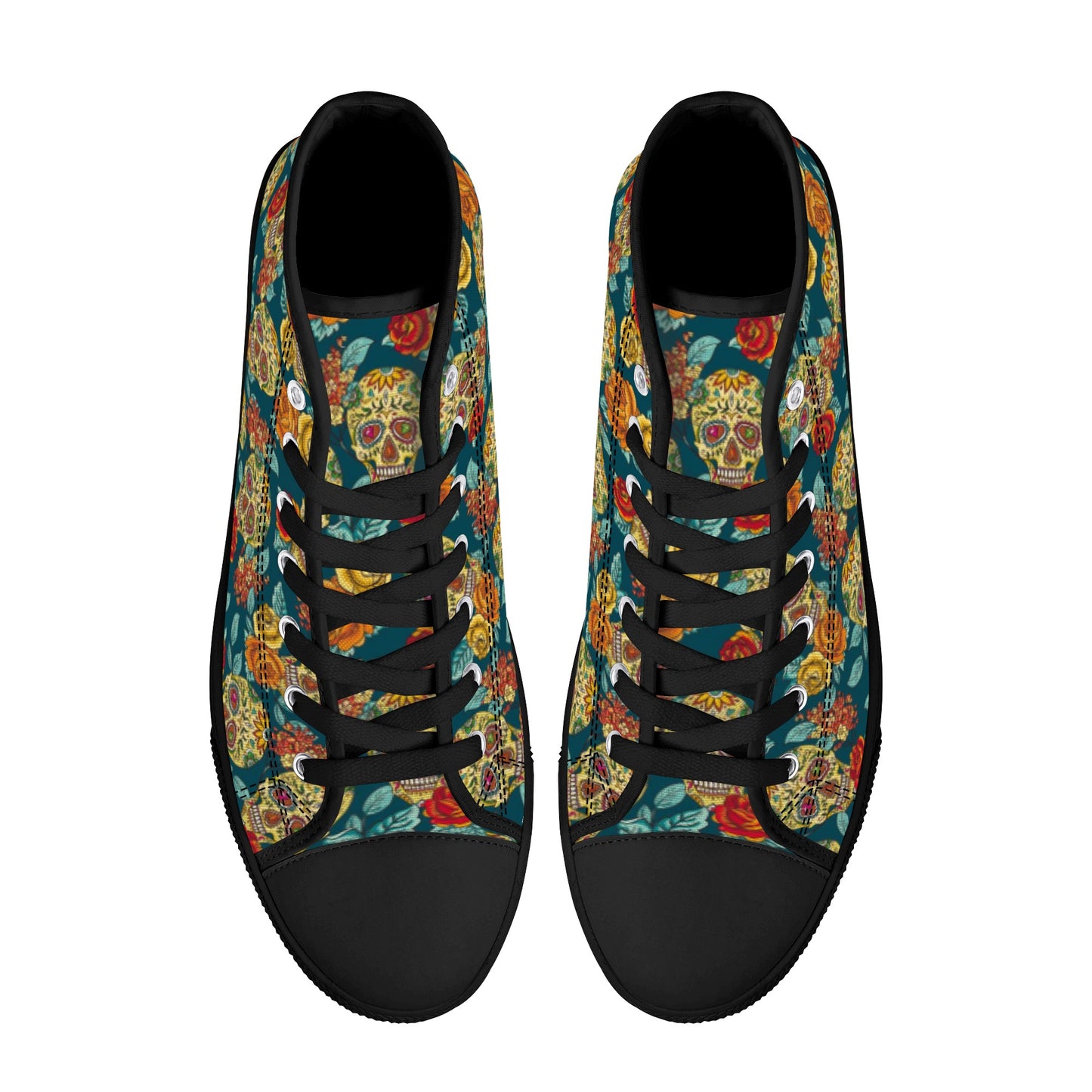 Mexican skull Calaveras day of the dead Women's High Top Canvas Shoes With Customized Tongue